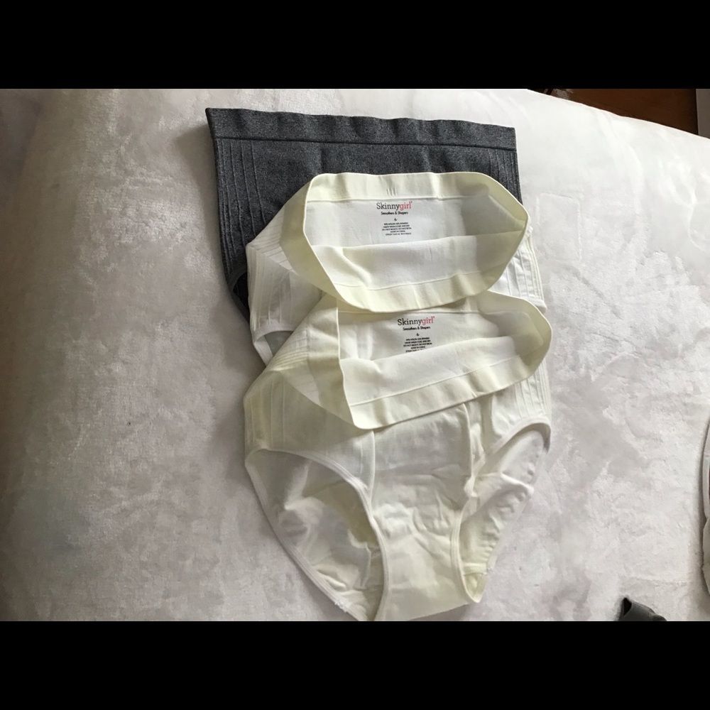 Skinny girl shapers size large. 2 white and 1 gray.